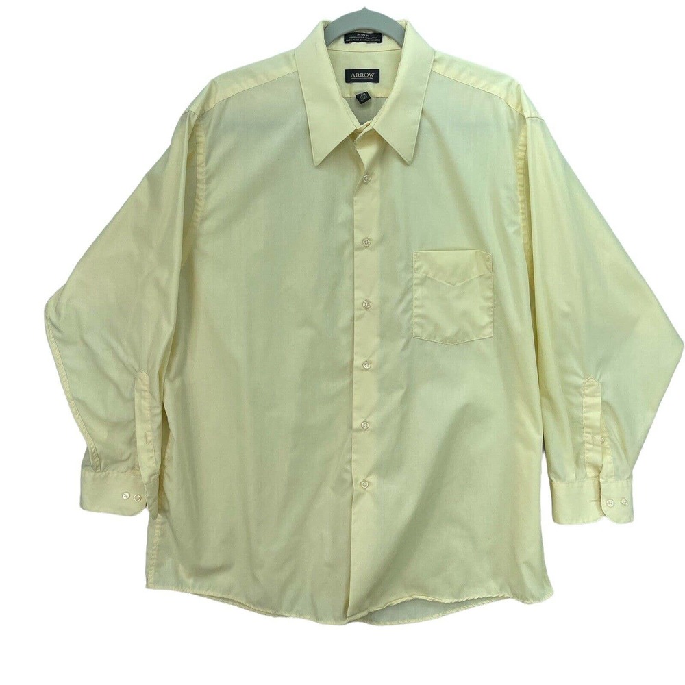 Arrow Red Men's Wrinkle Free Poplin Button Up Collared Dress Shirt Sz XL 17.5